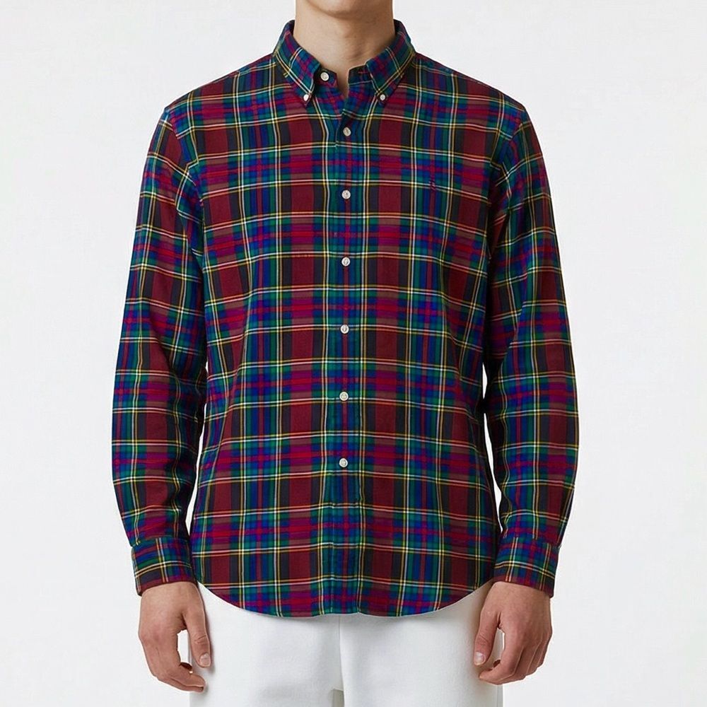 Ralph Lauren Plaid Flannel Button Down Shirt Multicolor Tartan Classic Fit Large - Picture 1 of 9
